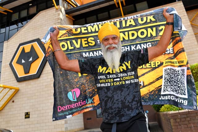Dedicated charity fundraiser and Wolves fan Manny Singh Kang walked from Wolverhampton to London then ran the London Marathon in one of his most gruelling challenges yet