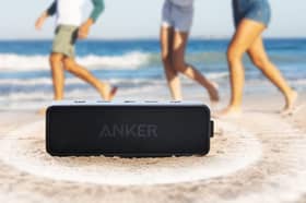 The Anker Soundcore 2 portable Bluetooth speaker offers waterproof outdoor audio and up to 24 hours of playback.