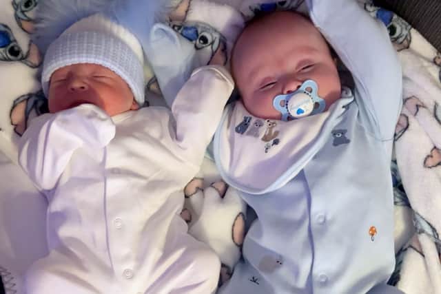 (L-R) Roux 1 day old and Grayson 8 weeks old