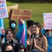 Trans rights activist hold a rally in Edinburgh following the UK Supreme Court's ruling on gender (Picture: Jeff J Mitchell)
