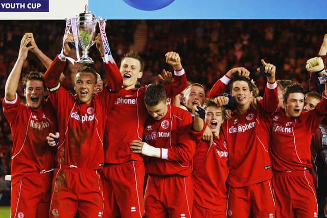 James Morrison was part of Middlesbrough’s 2004 FA Youth Cup-winning squad. Baggies coach Tony McMahon, second left, was skipper.