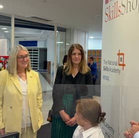 Minister for Skills Jacqui Smith, Stourbridge MP Cat Eccles and Dudley College principal Dina Martin at the Black Country Skills Shop.