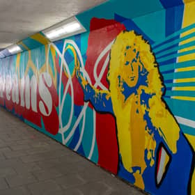 The colourful mural depicts Led Zeppelin frontman Robert Plant back in his 1970s heyday. Photo: National Highways