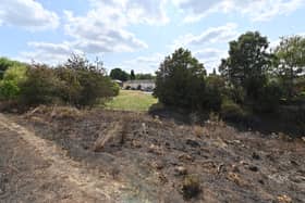 Netherton Park, and the scene of a grass fire, close to houses, along Spring Road.