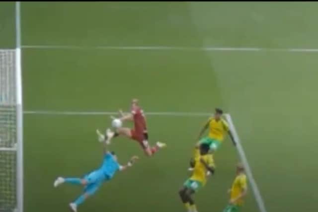 Albion's Aune Heggebo punches in his side's controversial opener in the 2-1 opening-day victory at Norwich.