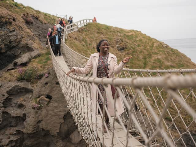 Visitors crossing the rope bridge at Carrick-a-Rede, County Antrim. The National Trust said it has seen another record number of young people joining the charity, with more than 50,000 taking out its membership for 18- to 25-year-olds in a year. Photo: National Trust/Rob Stothard/PA Wire