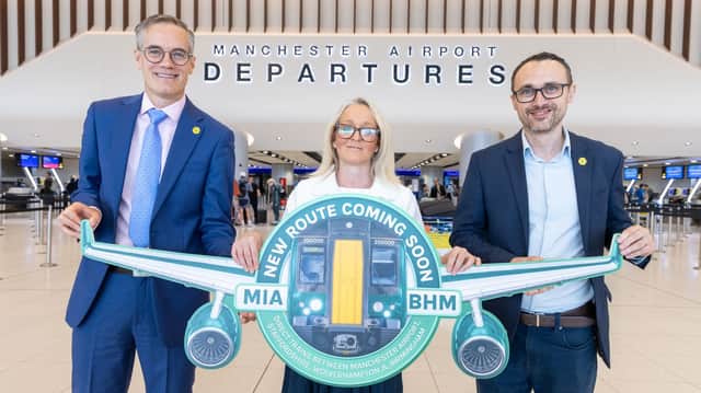 From left: Chris Woodroofe (Manchester Airport), Denise Wetton (GBR West Midlands) and Simon Elliott (TfGM)
