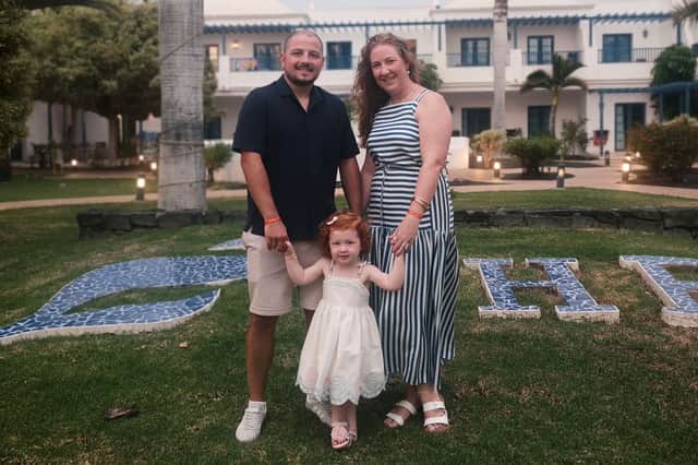 Nathan with partner Fallon and daughter Blaise in Lanzarote
