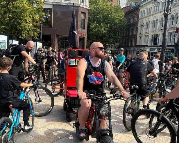 Rider at start of DnB ride Victoria Square 