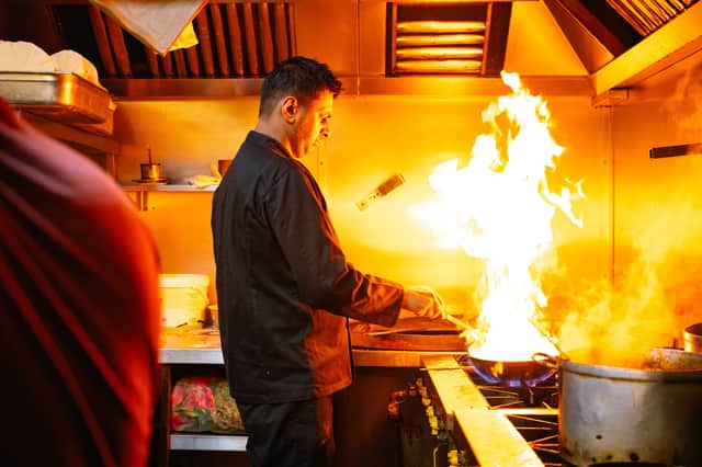 Chef-owner Zaf Hussain at traditional balti restaurant Shababs, Birmingham.