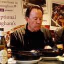Campaigner Andy Munro (right) with UB40 members Matt Campbell (left) and Robin Campbell (centre) at traditional balti restaurant Shababs in Birmingham. 