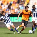 Albion's Conor Townsend tries to keep up with Wolves match-winner Fer Lopez.