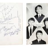 The Beatles autographed postcard.