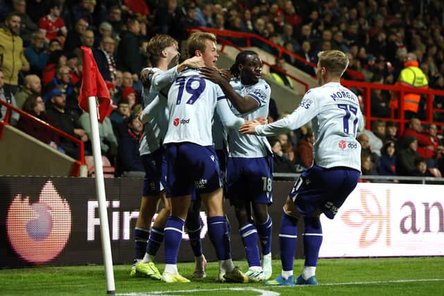 Stewart has played second-fiddle to Aune Heggebo, centre, and Jimmy-Jay Morgan, right, celebrating the former’s winner at Wrexham.