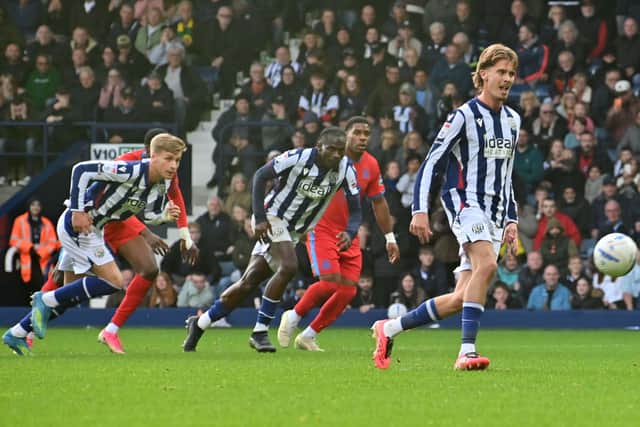 Isaac Price displays nerves of steel with the cheeky Panenka penalty. Tony Mowbray disagreed with its awarding, but Price could hardly have been more cool.