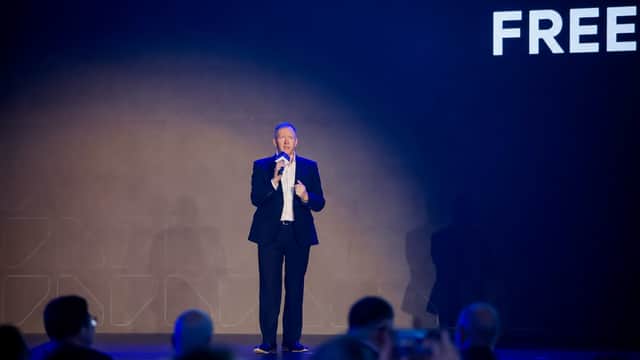 Phil Simmons, executive vice-president of the FREELANDER design hub, presents the design of FREELANDER 8 at FREELANDER Nightfall