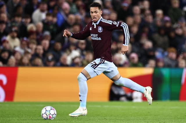 Aston Villa's Brazilian striker #47 Alysson runs with the ball during the UEFA Champions League match against Viking at Villa Park