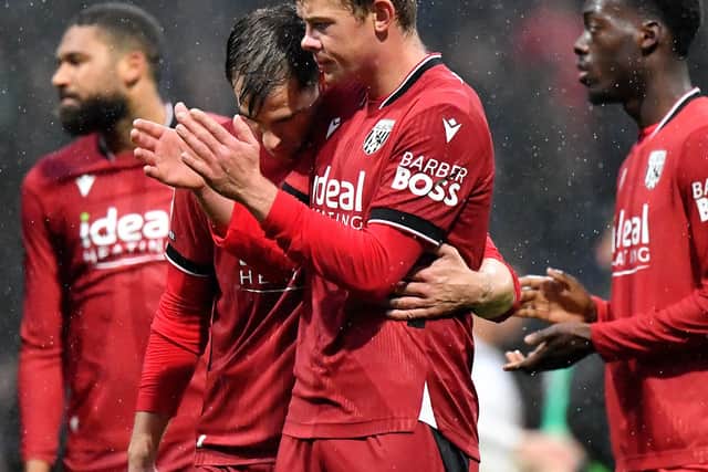 Baggies react at full-time.

Tim Thursfield/Iconic Media Group