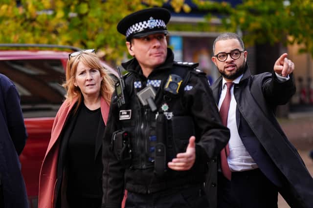 Policing Minister Sarah Jones during a visit to Newcastle-under-Lyme, Staffordshire