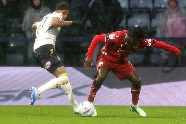 Brayann Pereira defended well for the Baggies at Deepdale.

Photographer Rich Linley / CameraSport