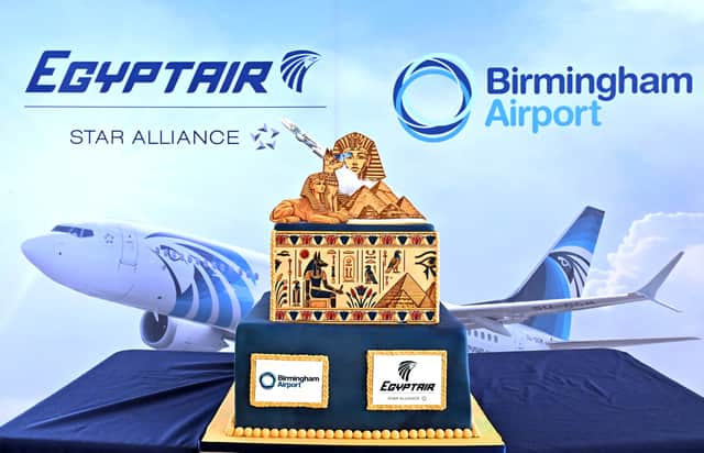 EGYPTAIR flight takes off from Birmingham Airport