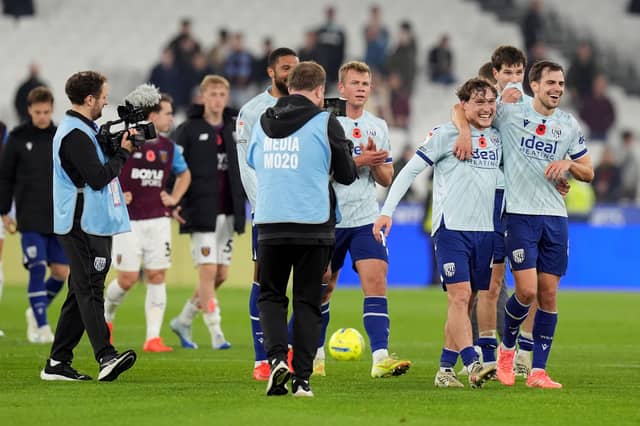 A delighted Albion at full-time at West Ham