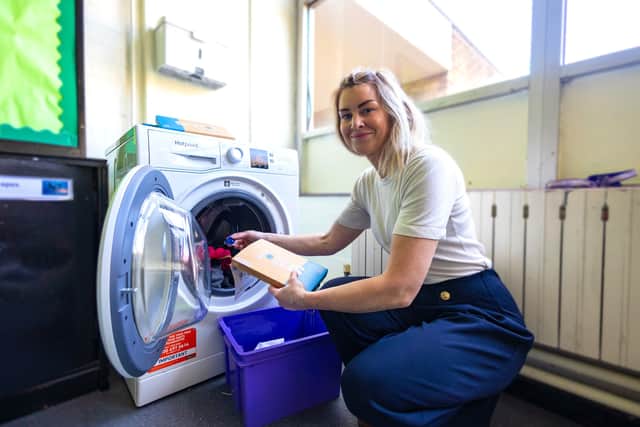 Members of the community can use a washing machine at Pegasus and free laundry capsules from smol