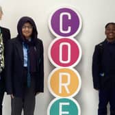 Rockwood Academy SENDCo Suzi Griffiths with two students