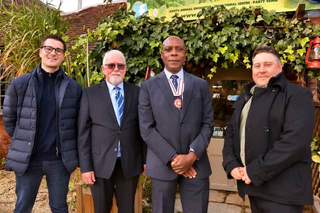  Charlie London, MD of Asper Property Group, John Ahern, director, Deputy Lieutenant of the West Midlands Everton Burke OBE DL, and Darren Edwards, founder of The Jungle Experience - photo Ian Yates