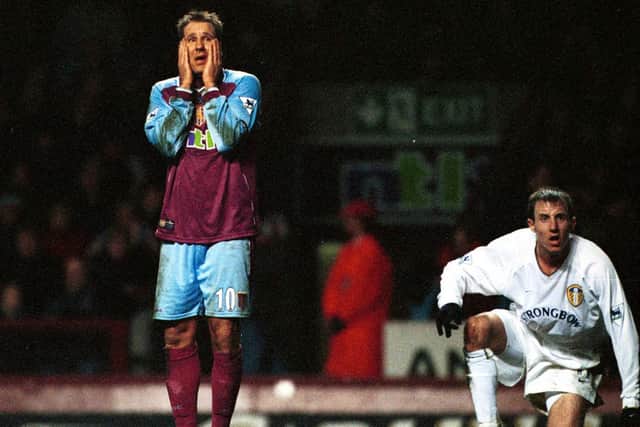 Paul Merson is left dejected after hitting the bar in injury-time.