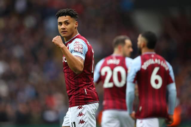 LOOKING UP: Aston Villa striker Ollie Watkins celebrates scoring the opening goal in last weekend's 4-0 victory at home to Southampton. Photo by Marc Atkins/Getty Images.