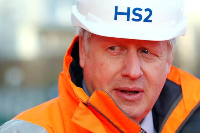 File photo dated 11/02/20 of Prime Minister Boris Johnson during a visit to Curzon Street railway station in Birmingham where the HS2 rail project is under construction.