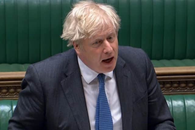 Prime Minister Boris Johnson speaks during Prime Minister's Questions in the House of Commons, London. Picture date: Wednesday April 28, 2021. EMN-210514-182600001