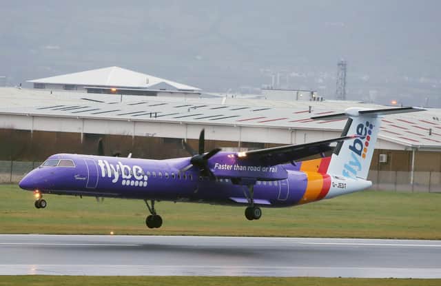 A Flybe plane at George Best Belfast City Airport.