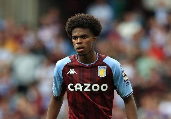 Carney Chukwuemeka of Aston Villa looks on during the Premier League match between Aston Villa  and  Brentford at Villa Park on August 28, 2021 in Birmingham, England. (Photo by David Rogers/Getty Images)