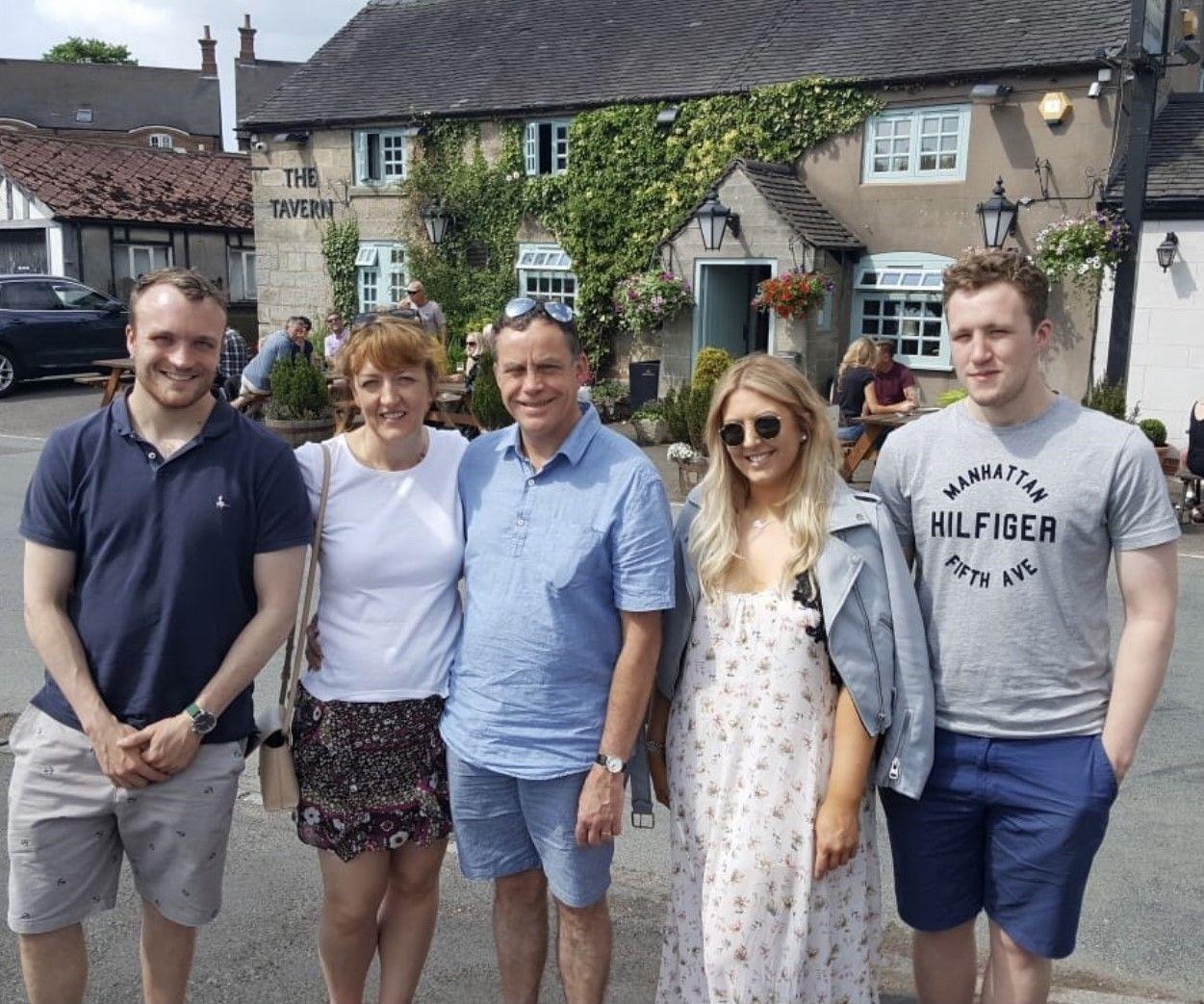 Anthony Lane, pictured right, with Paul and Penny Lane and brother Richard and sister Kat.