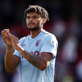LONDON, ENGLAND - AUGUST 20: Tyrone Mings of Aston Villa interacts with the crowd following the Premier League match between Crystal Palace and Aston Villa at Selhurst Park on August 20, 2022 in London, England. (Photo by Alex Pantling/Getty Images)