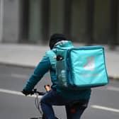 A Deliveroo delivery driver Picture: Daniel Leal/AFP via Getty Images.