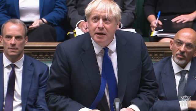 <p>Prime Minister Boris Johnson speaks during Prime Minister's Questions in the House of Commons, London.</p>