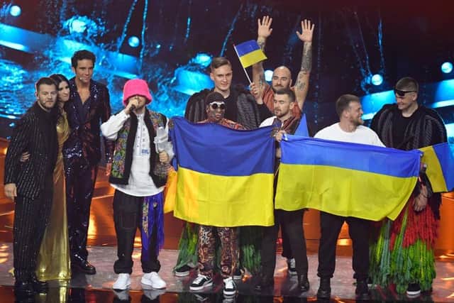 Kalush Orchestra of Ukraine are named winners during the Grand Final show of the 66th Eurovision Song Contest this year