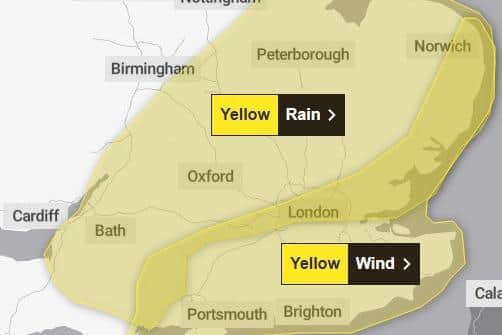 The yellow weather warning for rain is in place from 5am to 6pm on Thursday February 22.