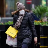 A shopper wearing a face mask in Birmingham city centre 