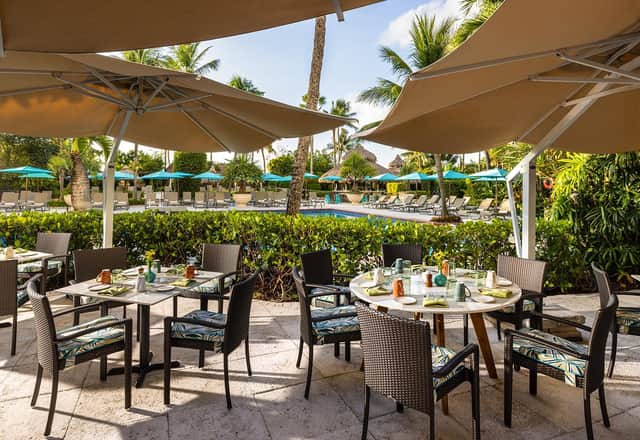 The breakfast consumed in the pretty terrace surroundings of The Restaurant was a daily treat at The Palms. Image: Craig Denis