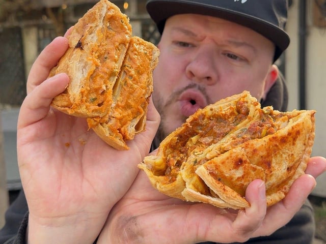 Fat Foodie with one of the pies.