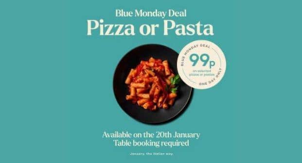 Prezzo's fantastic 99p meal deal this coming Monday 20th January 2025