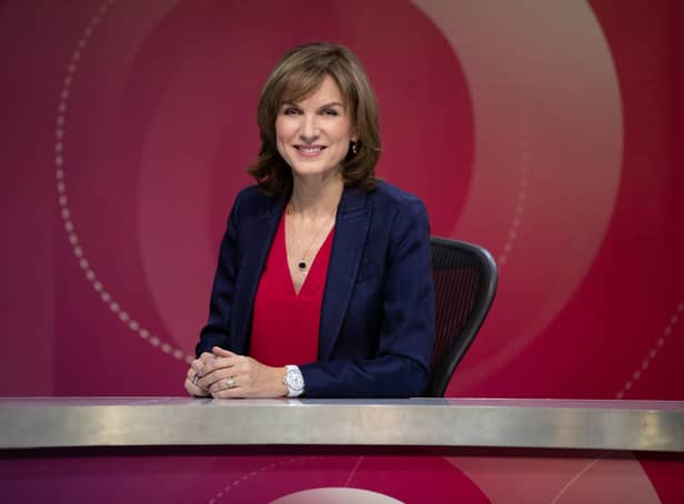 Fiona Bruce, host of Question Time, which will be broadcast from Musselburgh this evening.