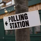 A polling station sign in north London.  