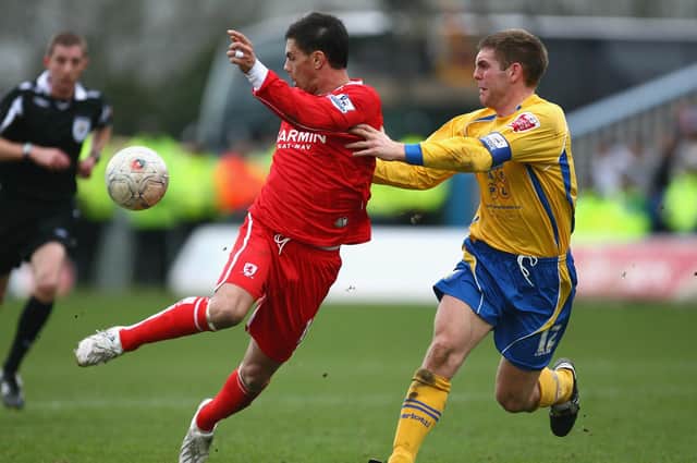 Jake Buxton in FA Cup action against Middlesbrough during his time with Mansfield Town. Photo: GettyImages