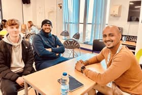 Abdul Mozzamdar (right) pictured at a speed meeting event which connected students directly to employers.