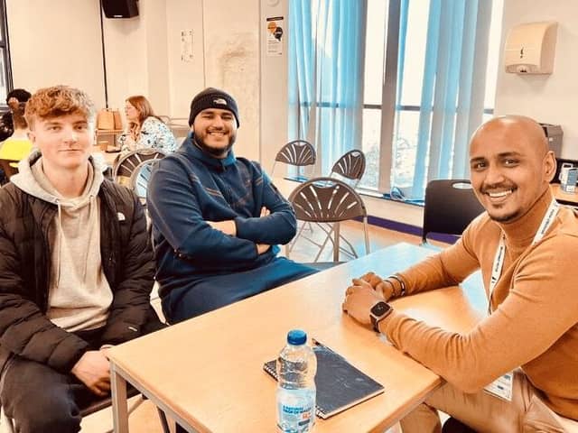 Abdul Mozzamdar (right) pictured at a speed meeting event which connected students directly to employers.